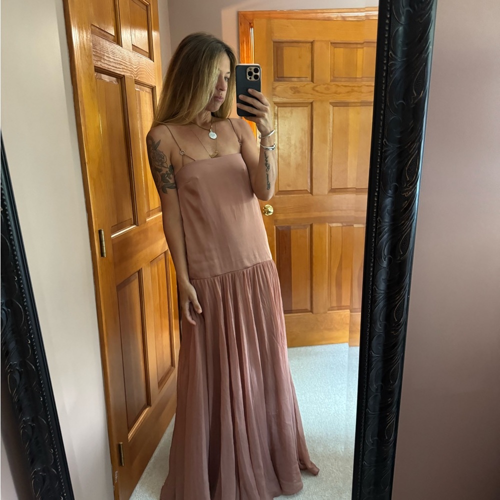 ASOS Pink Pleated Maxi Sundress
